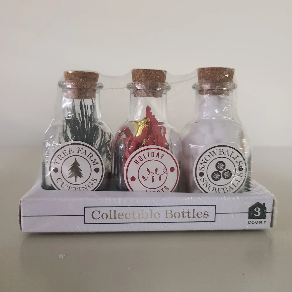 3pc Target Christmas Collectable Bottles: Tree, Lights, Snowballs